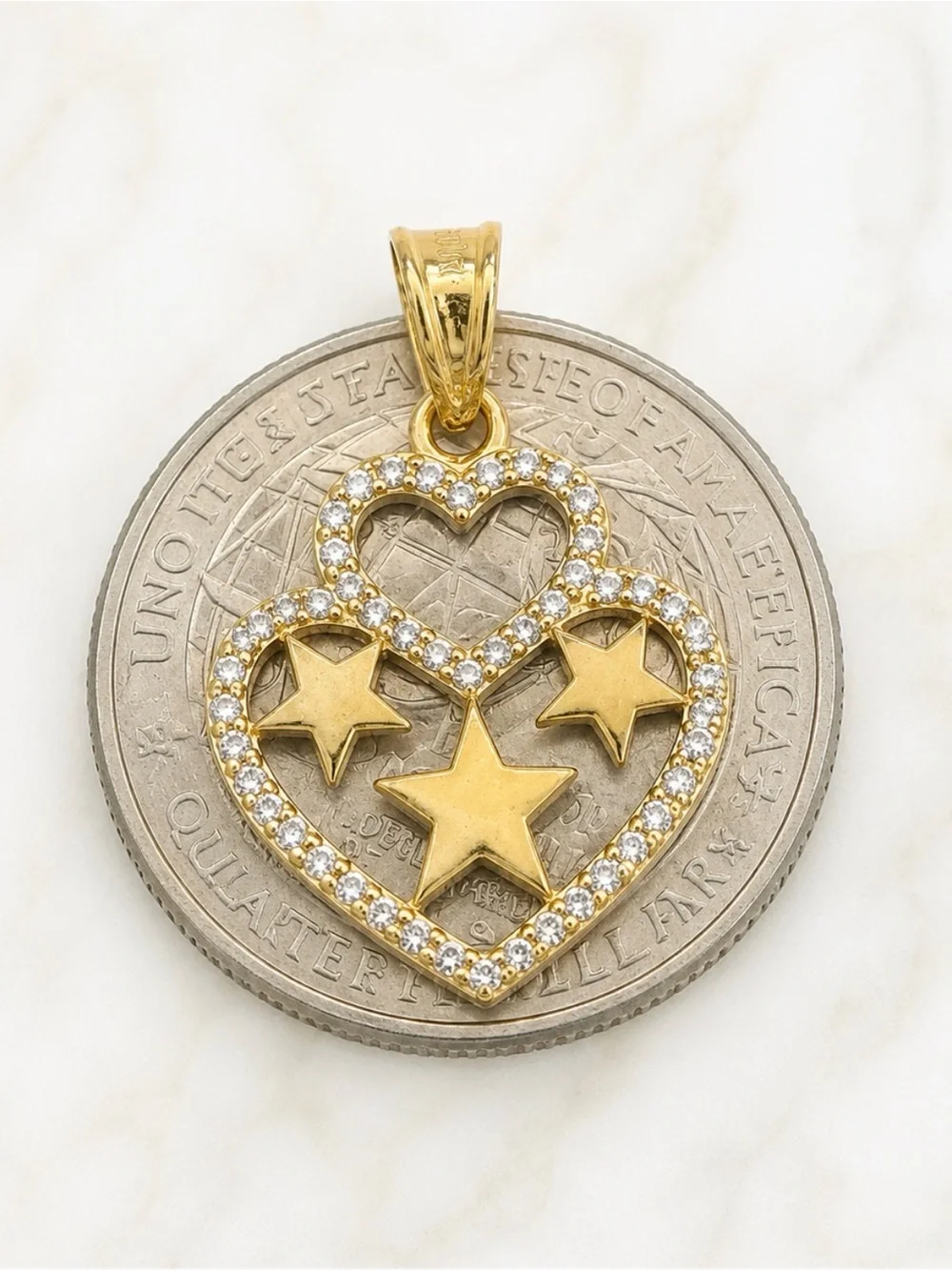 10kt Gold Heart & Star Pendant Necklace - Gold